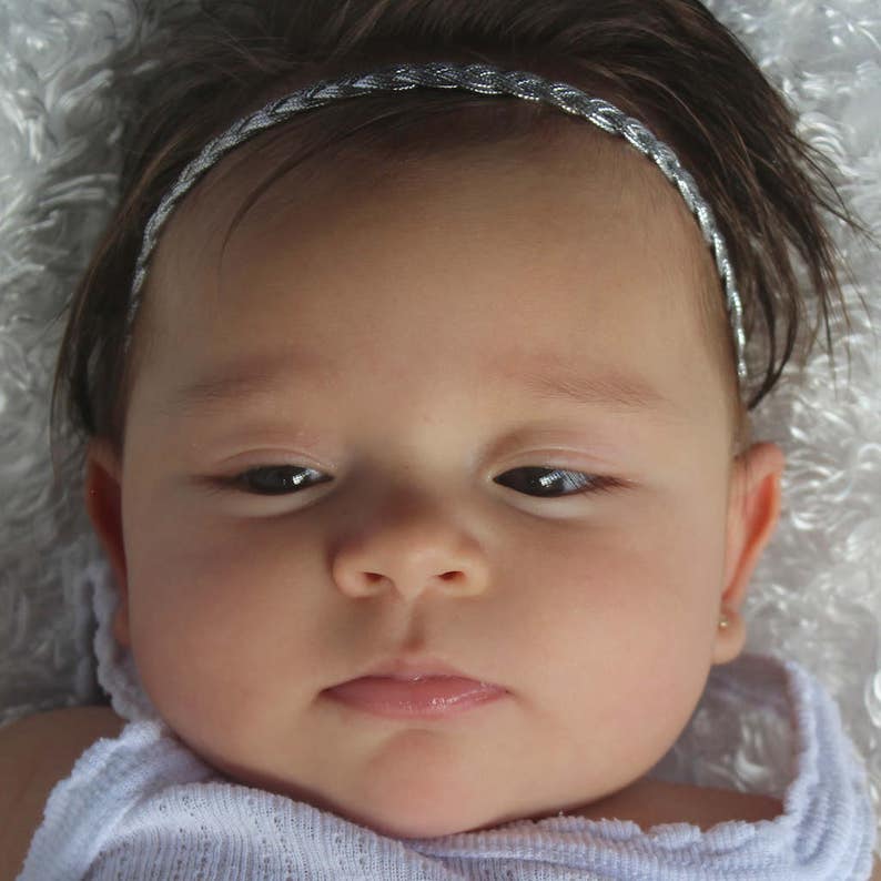 Silver Headband Braided Headband Halo Headband Silver Headband Baby Baby Headband Infant Headband Baptism Headband Toddler Headband