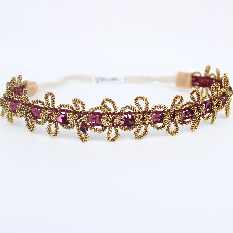 Baby Headband Gold Headband Burgundy Headband Crown Girl Etsy