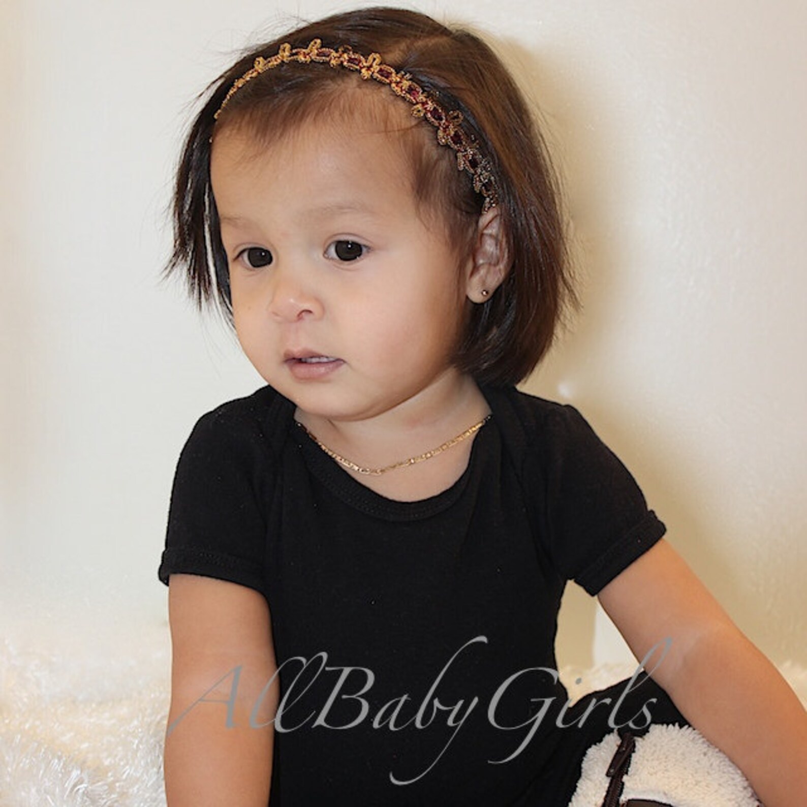Baby Headband Gold Headband Burgundy Headband Crown Girl Etsy