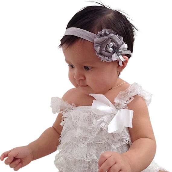 silver baby headband