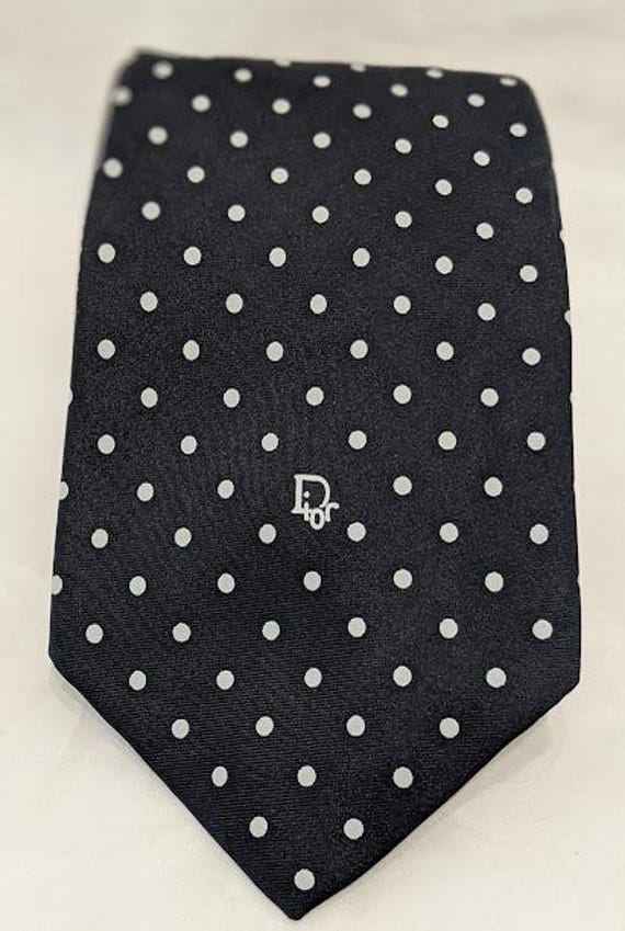 Christian Dior Black/White Polka Dot Neck Tie