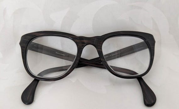 Vintage Marwitz BoniFort Men's Eyeglasses. Black/Charcoal Plastic Wood Grain Style Eyeglass Frame for Men.  Buddy Holly Style Eyeglass Frame