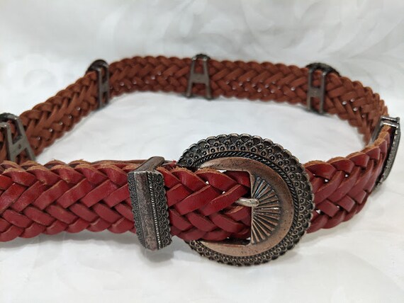 Vintage Canterbury Weaved Leather Belt. Brown/Red… - image 3