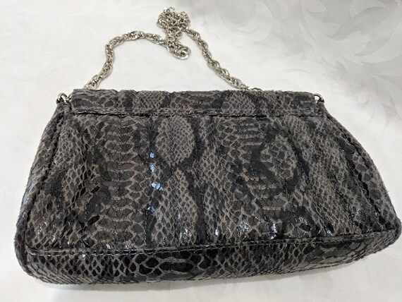 Sondra Roberts Faux Gray Python Shoulder Bag. Squ… - image 3