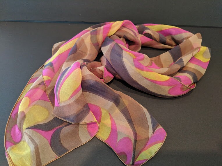 Vintage 1960s Retro Print Silk Scarf. Psychedelic Print Silk Scarf ...