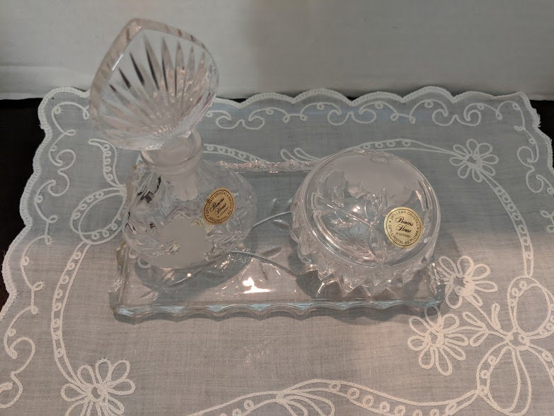 Vintage Princess House Crystal Vanity Set. Princess House Lead Crystal