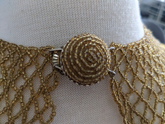 Vintage Gold Glass Seed Bead Collar Choker Neckla… - image 8