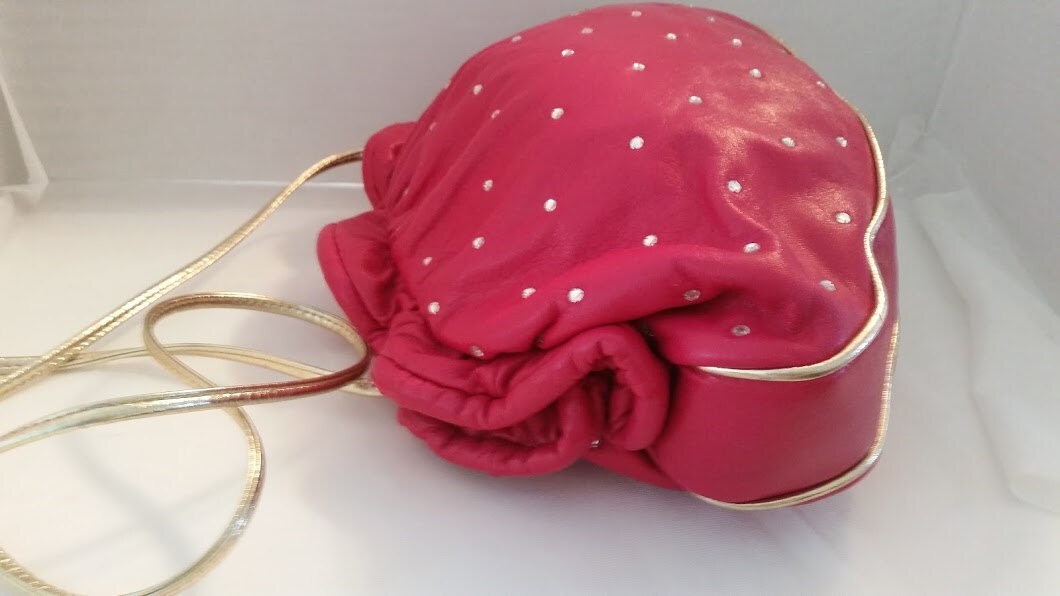 Vintage Hot Pink-Rhinestones Rita Diana for Mylinka Formal Leather Bag
