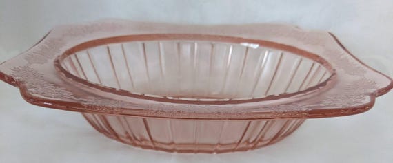 Vintage Adam Pattern Pink Depression Rectangular Serving Bowl.  Jeannette Glass Company Pink Depression Glassware