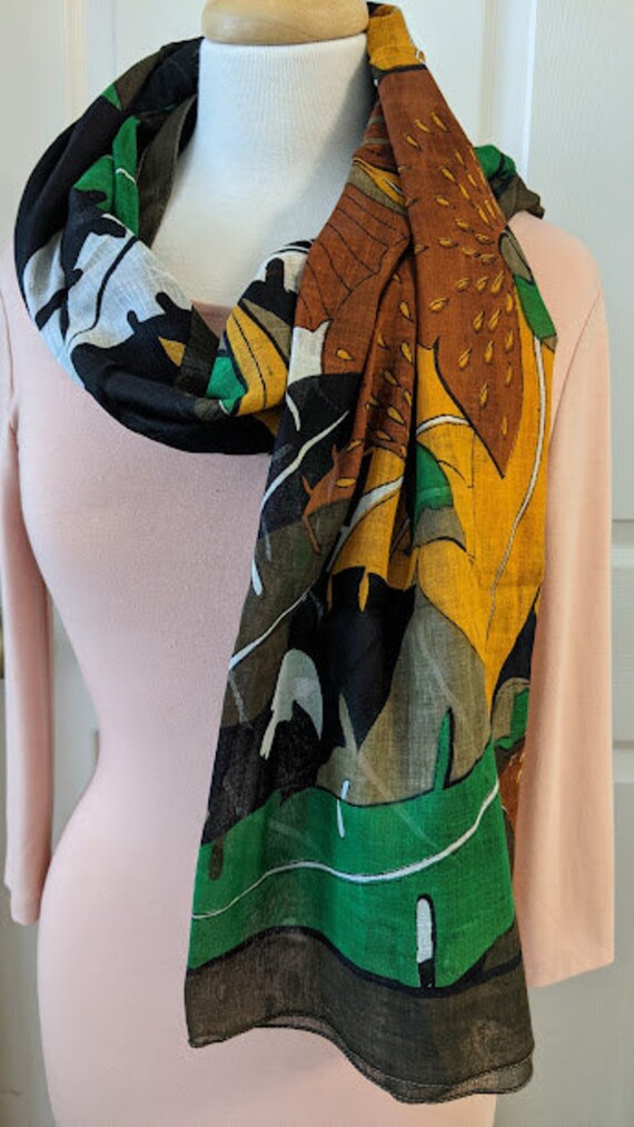 Vintage Very Large Rectangular Scarf/Wrap.  Tropi… - image 5