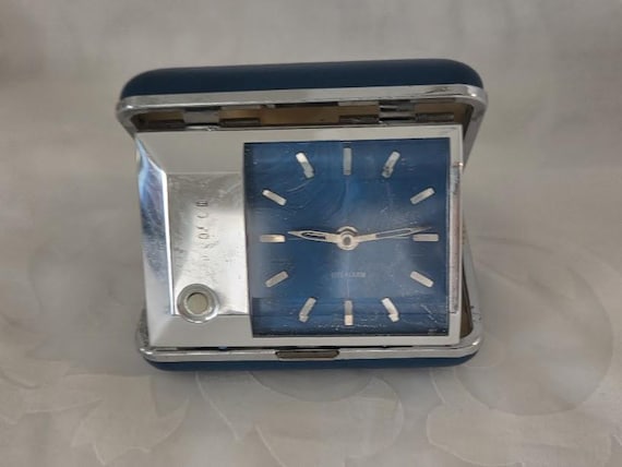 Vintage Bulova Art Deco Travel Alarm Clock.  Bulova Life Alarm Travel Clock
