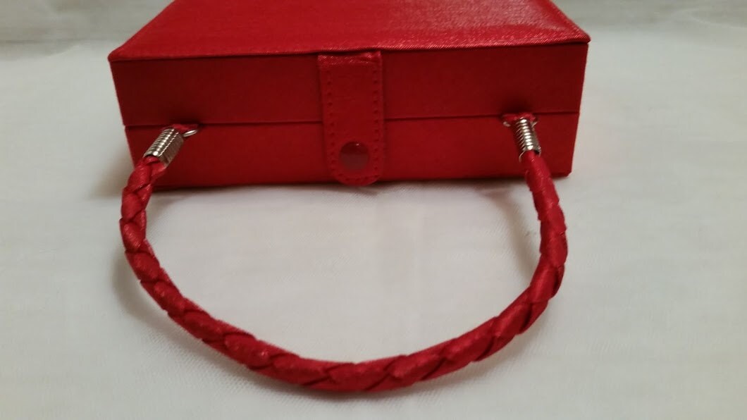 Red Hard Case Box Style Evening Purse, Formal Box Style Bag, Cute Formal Red Hard Case Purse