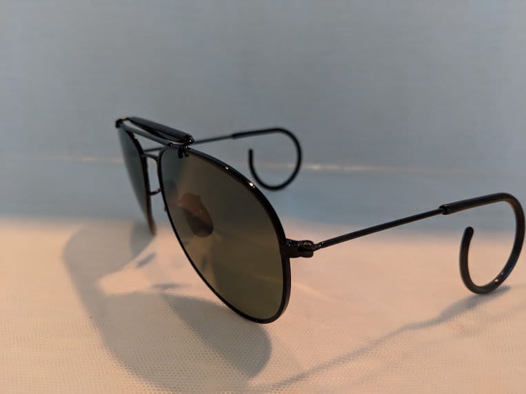 Black Vintage Small Aviator Sunglasses With Cable Ear Pieces Black