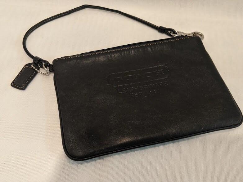 Vintage Coach Leather Wristlet. Black Leather Coach Wristlet. Small