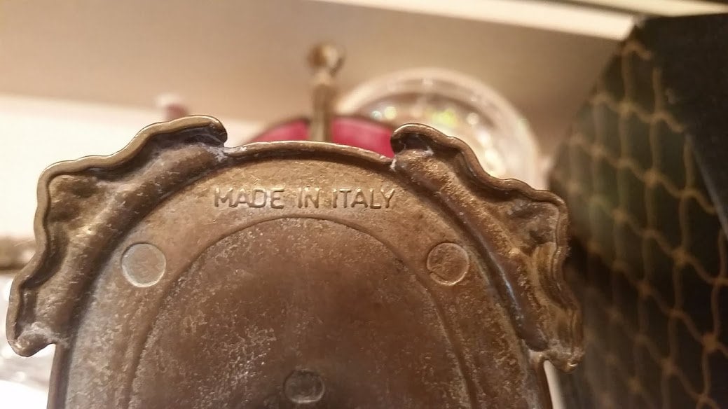 Vintage Art Nouveau Brass Pedestal Mirror. Art Deco Brass Dressing