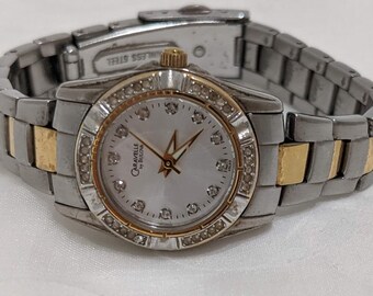 Vintage Caravelle by Bulova Women's Wrist Watch. Bulova Women's Dress Watch. Mother of Pearl and Diamond Dial Bulova Watch. (NOW ON SALE!!)