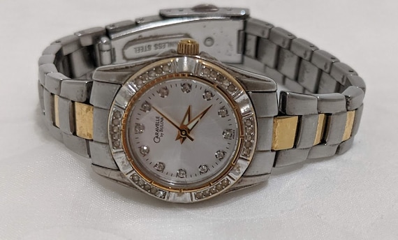 Vintage Caravelle by Bulova Women's Wrist Watch. Bulova Women's Dress Watch. Mother of Pearl and Diamond Dial Bulova Watch. (NOW ON SALE!!)