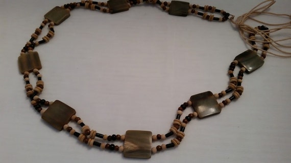 Vintage Hippie Wood Beads Belt, Bohemian wood bea… - image 2