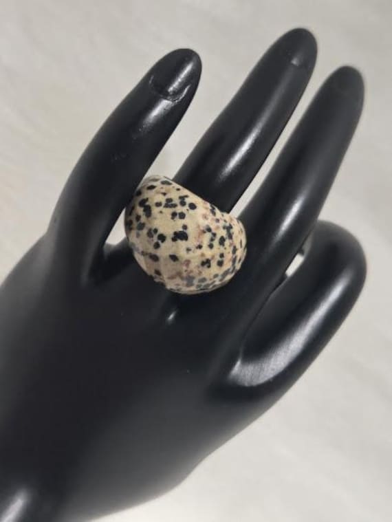 Dalmatian Jasper Statement Ring Size 6