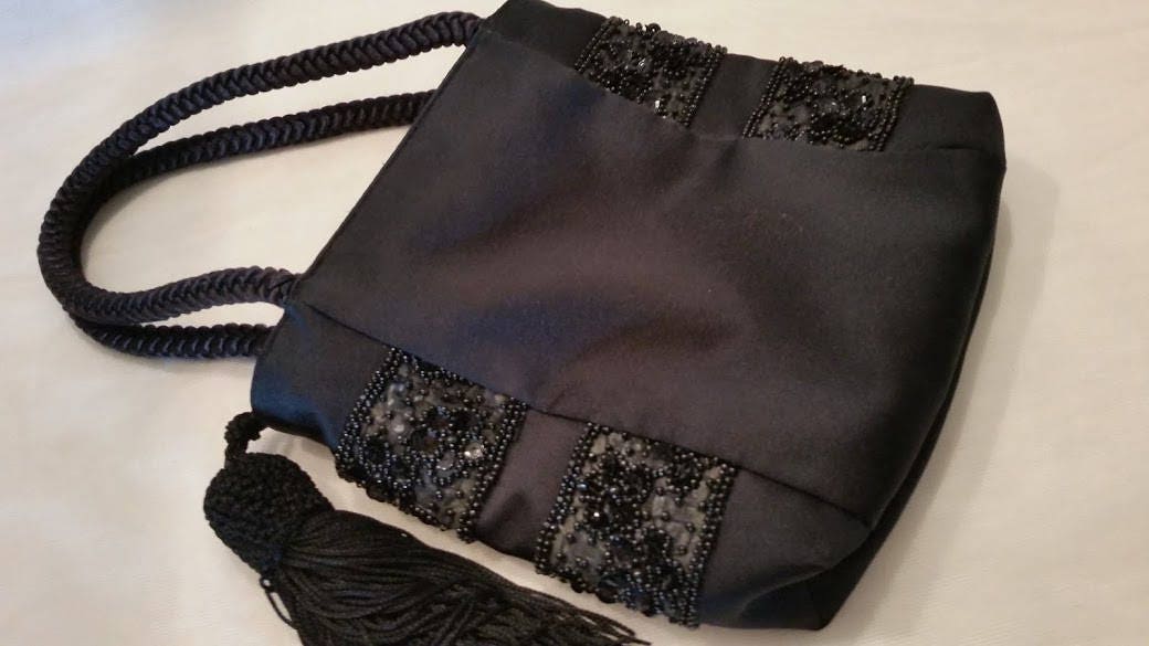 Vintage Sharif Evening Bag. Sharif Designer Black Beaded Formal Bag ...