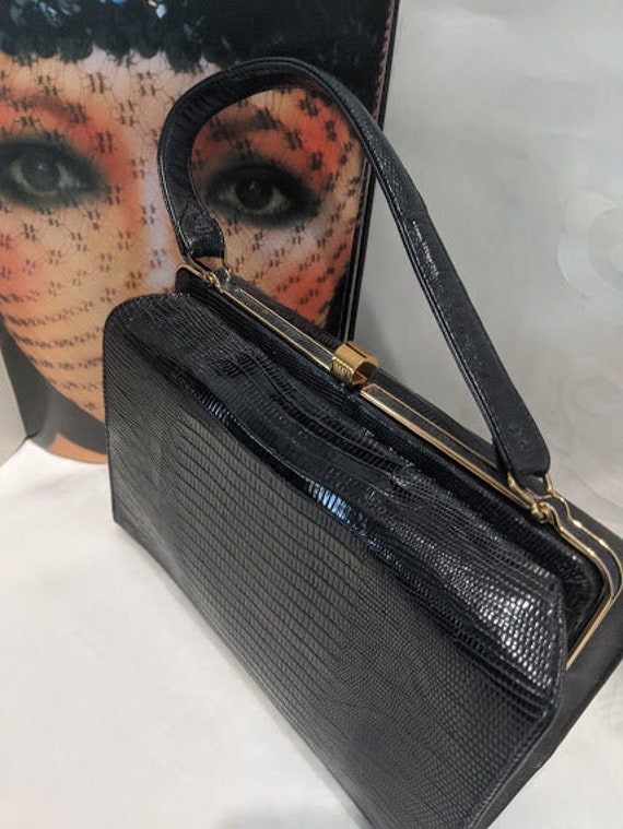 Vintage 1950s Kelly Genuine Lizard Handbag. Vintag