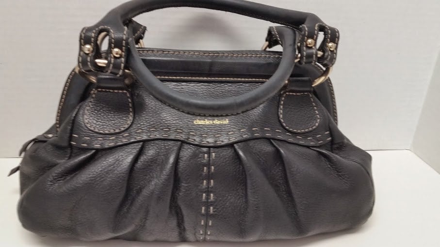 Vintage Charles David Black Pebbled Leather Handbag, Charles David