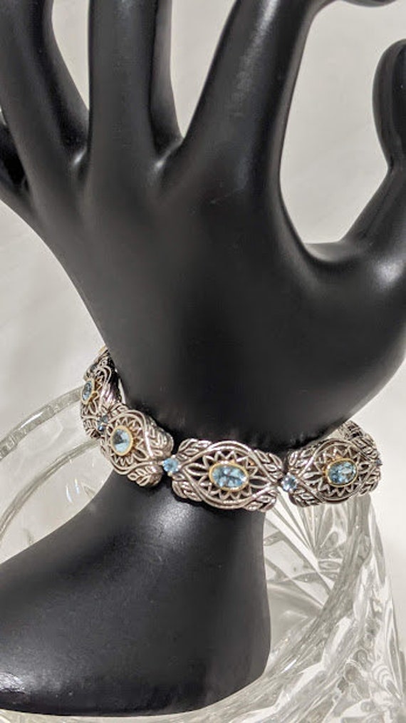 Vintage Sterling Silver Filigree and Aquamarine St