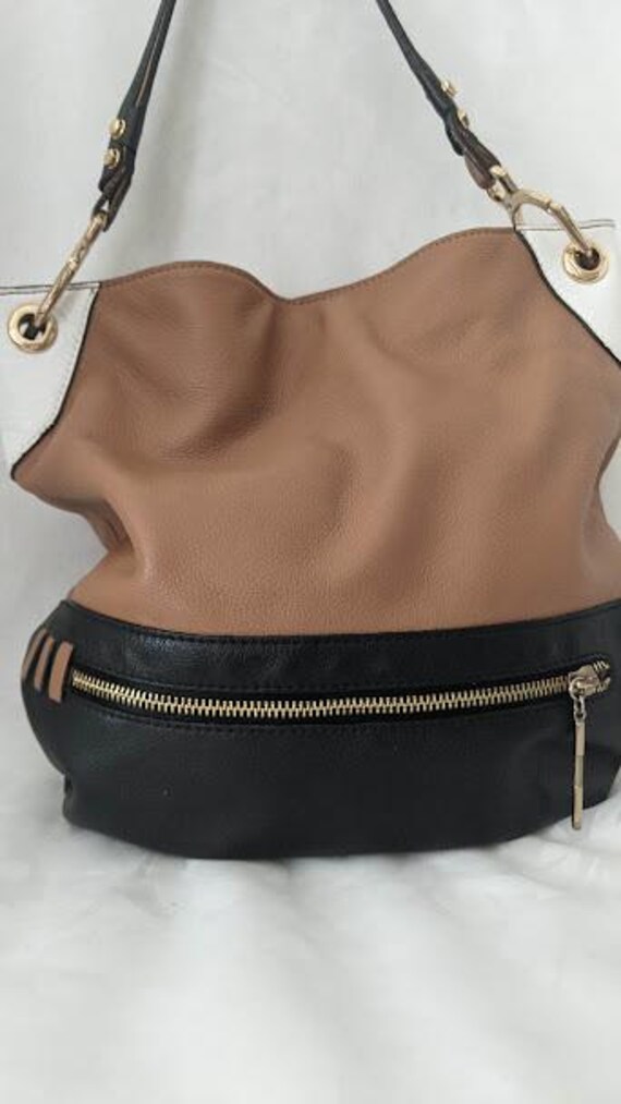 Yany Pebbled Leather Multi Color Satchel Bag.
