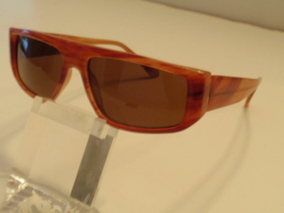 Large Rectangular Vintage Sunglasses. Large Plast… - image 2