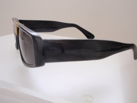 Vintage Black/Bling Sunglasses.  Large Flat Top P… - image 2