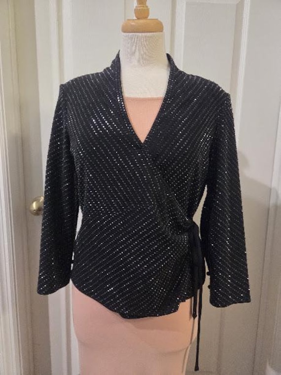 Vintage ST. John Black Evening Jacket By Marie Gray. Glitter Evening Black Jacket