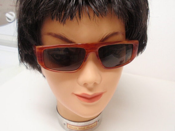 Large Rectangular Vintage Sunglasses. Large Plast… - image 2