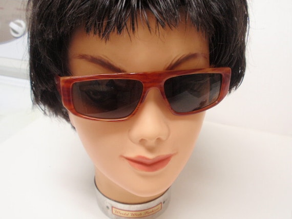 Large Rectangular Vintage Sunglasses. Large Plast… - image 3