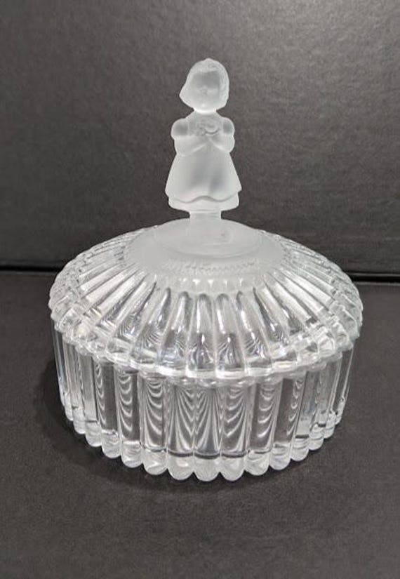 Vintage Ribbed Led Crystal Hummel Guebel Round Trinket Box