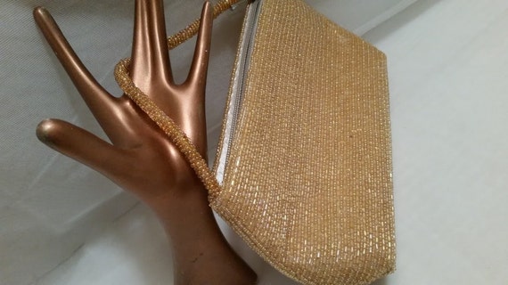 Vintage Bijoux Terner Gold Beaded Formal Purse, G… - image 2