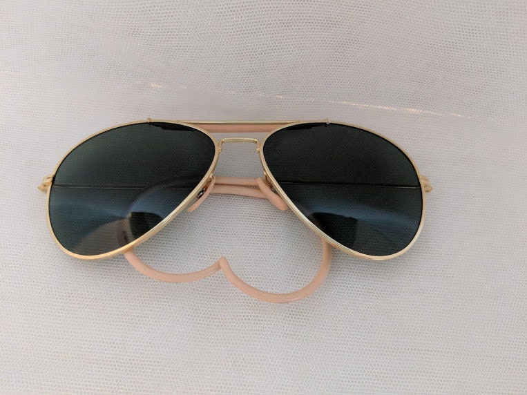 Vintage Small Aviator Sunglasses With Cable Ear Pieces Gold Pink Aviator Sunnies With Impact