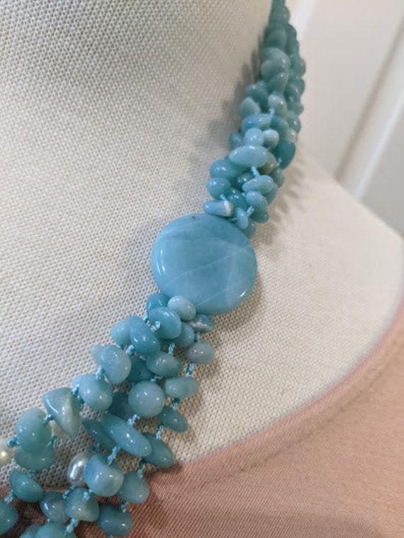 Blue Amazonite Statement Necklace. Multi Strand B… - image 6
