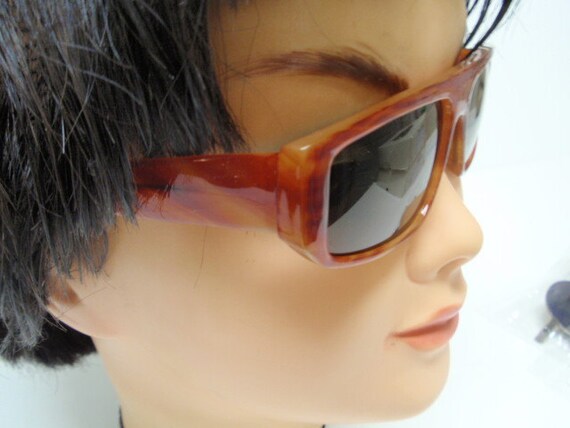 Large Rectangular Vintage Sunglasses. Large Plast… - image 4