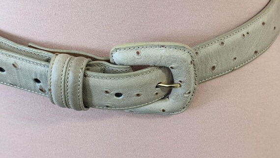 Vintage Joan & David Calf Skin Ostrich Women's Belt.  Beige Ostrich Calf Skin Leather Lady's Belt