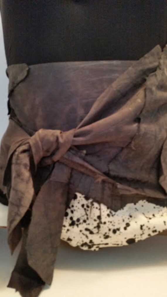 Vintage Grey Suede Tribal Wide Sash Belt. Suede Cu