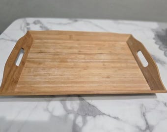 Core European Rectangle Bamboo Tray with Handles.