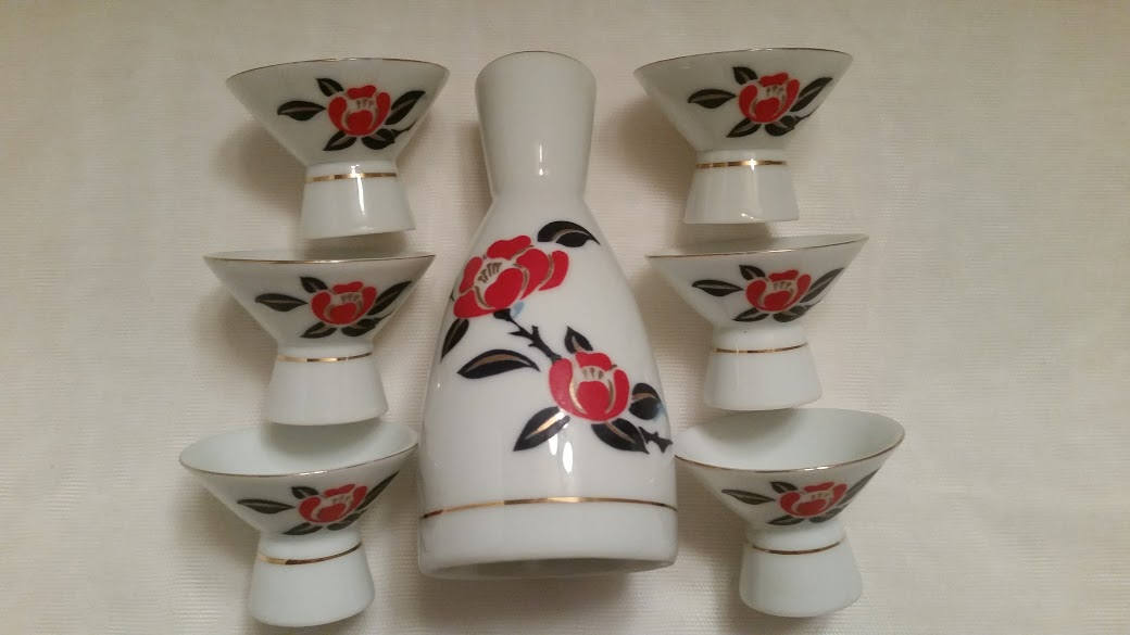 Vintage Seven Piece Ozeki Sake Serving Set. Collectible Sake Serving Set. Made in Japan by