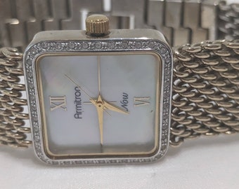 Vintage Armitron Now Women's Wrist Watch.  Gold Tone / Mother Of Pearl Armitron Ladies Watch