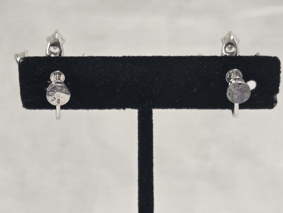 Vintage Bogoff Clear Rhinestone Flower Screw back… - image 7