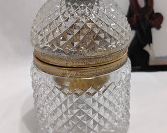 Vintage Diamond Crystal & Gold Brass Table Lidded Hinged Lighter.