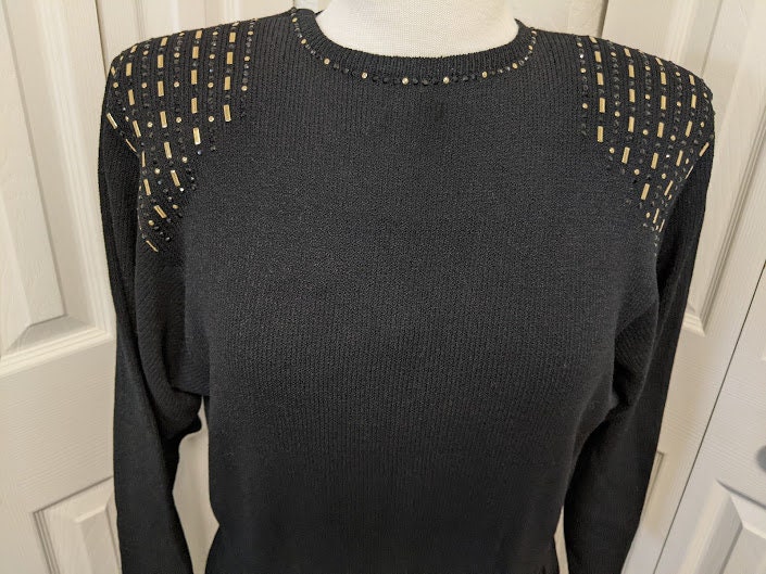 Neiman Marcus Black Knit Evening Dress 