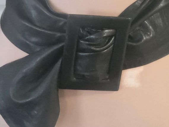 Vintage Jill Stuart New York Black Soft Leather Wide Cinch Belt with Lart Leather Buckle