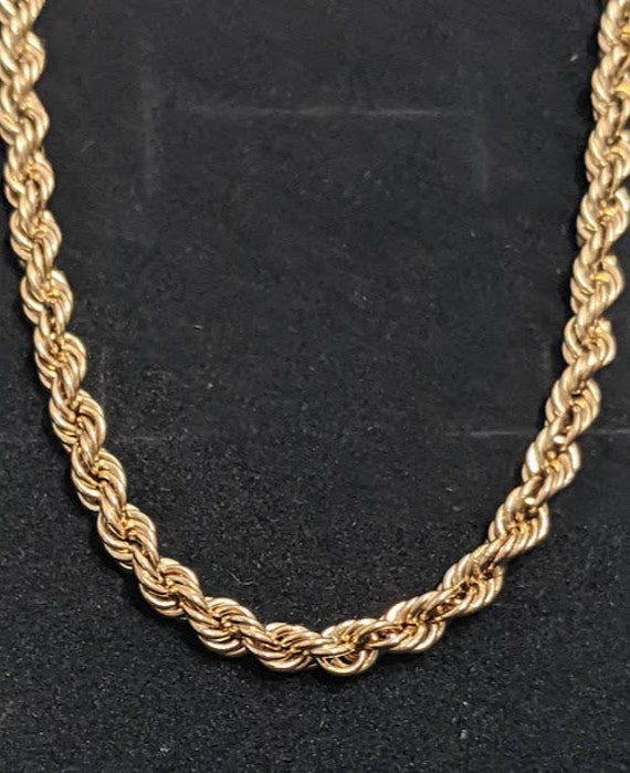 Solid 14K Yellow Gold Rope Chain.  18 Inch Gold S… - image 2