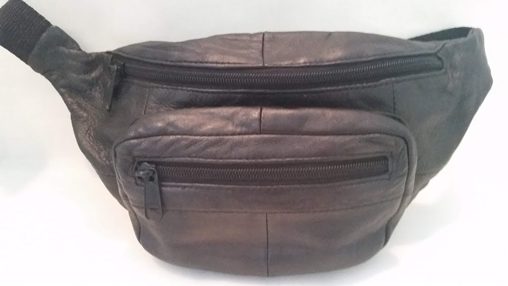 Vintage Genuine Leather Fanny Pack. Small Compact Leather Fanny Bag