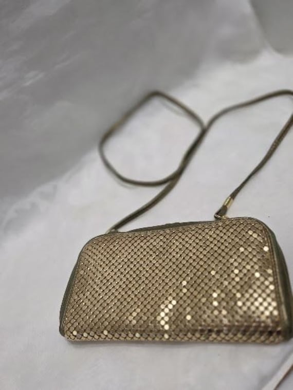 Gold Metallic Shimmery Finish Mesh Crossbody Evening Bag. Y & S Original Formal Crossbody Bag
